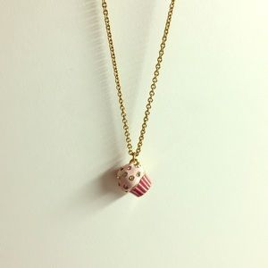Pink Cupcake charm necklace